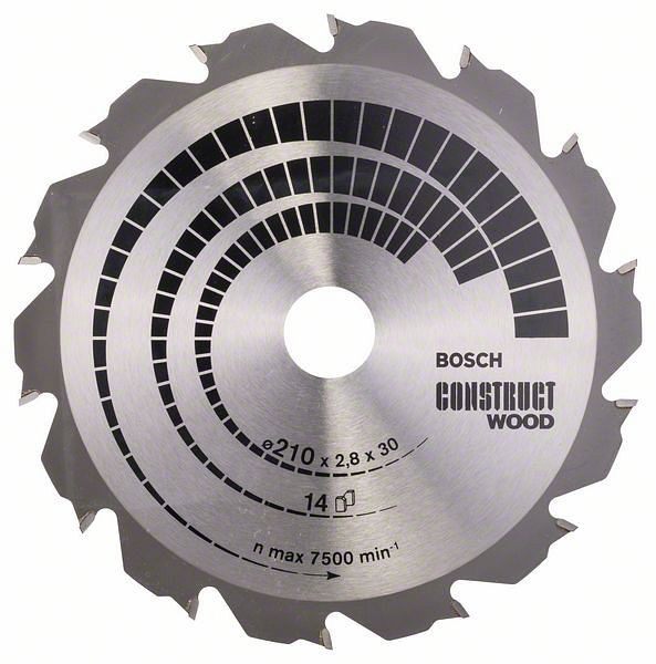 Bosch Kreissägeblatt Construct Wood, 210 x 30 x 2,8 mm, 14, 2608640634