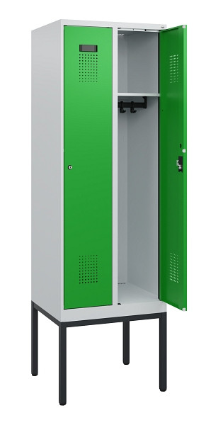 C+P Spind Evolo PLUS, Gestell, 2 Abteile, 1950x600x500mm, 7035/6037, Zylinderschloss, 0490305-20 S10038