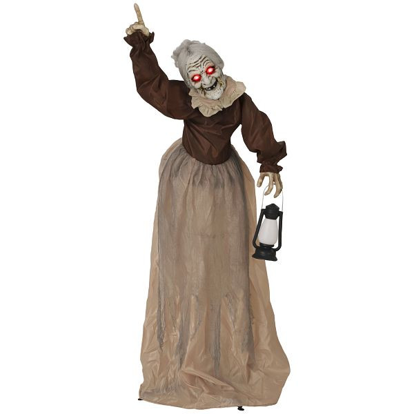 Outsunny 150 cm Halloween Dekoration Halloween Hexe mit LED-Lichter, Soundfunktion verstellbare Arme, Kopf, 84J-075V00KK