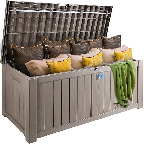 VEVOR 454L Auflagenbox PP Gerätebox 1430x675x605mm Aufbewahrungsbox Außenbereich 399kg Tragfähigkeit Gartenbox, HWCWXHSJPP120FU3LV0