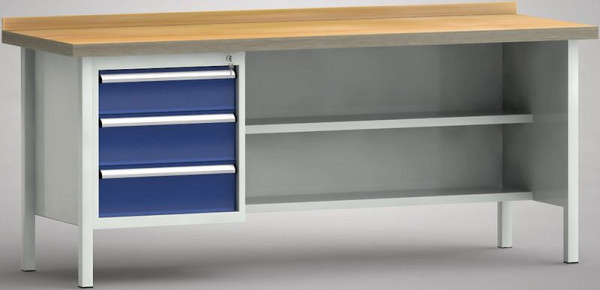 KLW Standard-Werkbank - 2000 x 700 x 840 mm L x T x H, links 150EA/2x175EA, WS138N-2000M40-E1630