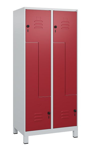 C+P Z-Spind Classic PLUS, Füße, 4 Abteile, 1800x800x500mm, 7035/3003, Drehriegel, 0800137-224 S10001