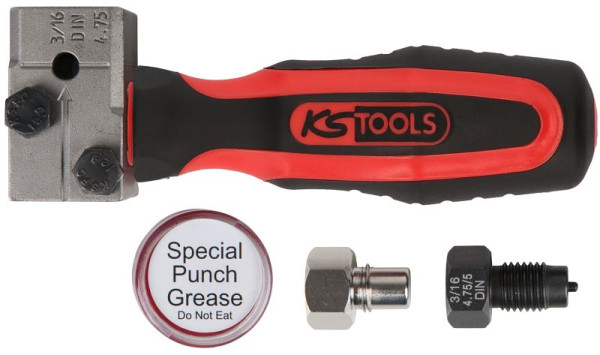 KS Tools FLAREFIXeco 4,75 mm Universal-Bremsleitungs-Bördelgerät-Satz, 4-teilig, 122.1215
