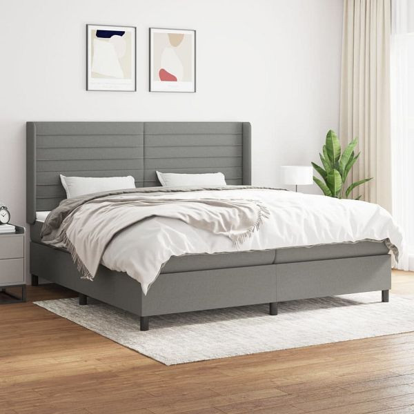 vidaXL Boxspringbett mit Matratze Dunkelgrau 200x200 cm Stoff, 3131538