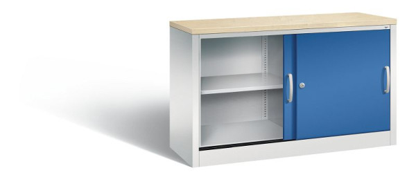 C+P Sideboard mit Schiebetüren Acurado, H720xB1200xT400mm, Farbe: Lichtgrau / Enzianblau, Bügelgriff, 2 OH, 5723-00 S10439