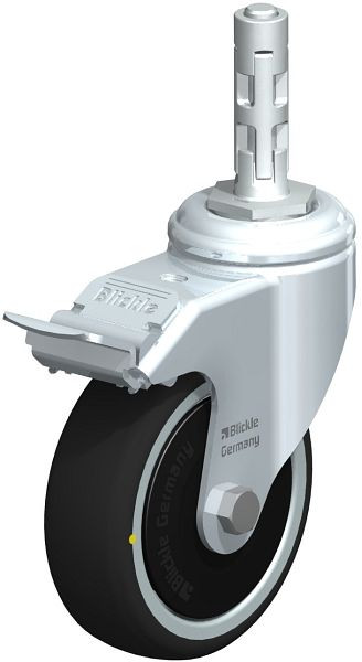 Blickle LKRA-PATH 101K-11-FI-ELS-FK-E11 Apparate-Lenkrolle mit Expander & Feststeller, Thermoplastisches Polyurethan, Grau, 848794