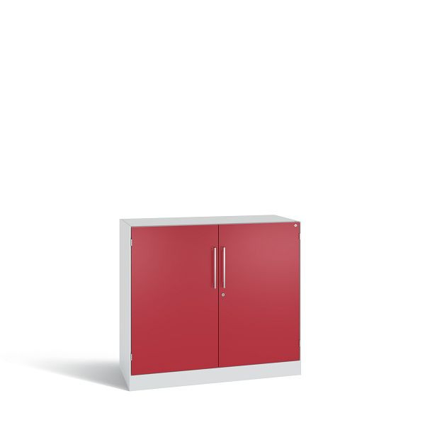 C+P Flügeltürenschrank Asisto, H915xB1000xT435 mm, Grau/Rubinrot/DBS Hellgrau, 141052-000 S10088