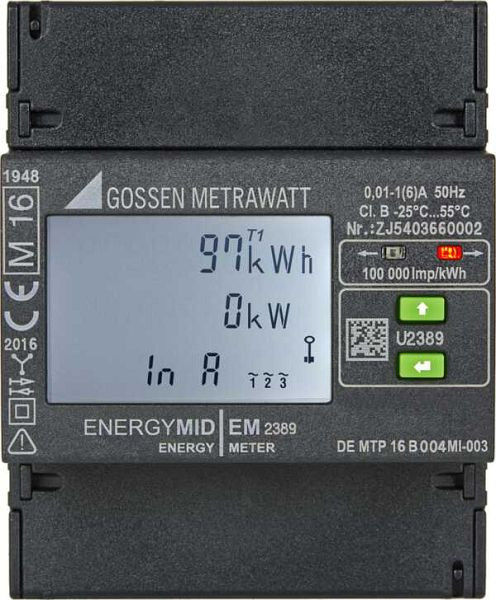 Gossen Metrawatt ENERGYMID EM2389-V011 - Multifunktionaler Energiezähler mit Impulsausgang, U2389-V011