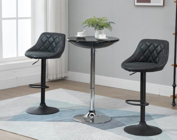 HOMCOM 2er-Set Barhocker, Schwarz, 46 x 48 x 83-104 cm, 835-502V02BK