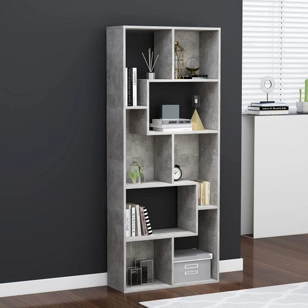 vidaXL Bücherregal Betongrau 67x24x161 cm Holzwerkstoff, 801881