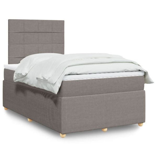 vidaXL Boxspringbett mit Matratze Taupe 120x200 cm Stoff, 3294327