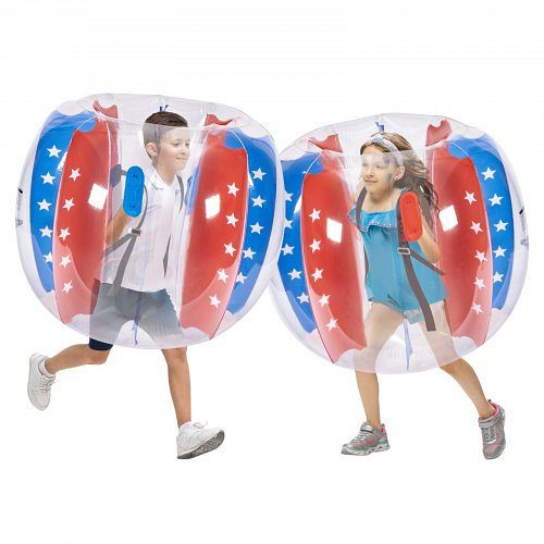 VEVOR 2-teilige Aufblasbare Bumper Balls, 1,2 m, PVC-Bubble-Bälle, im Freien, Spielplatz, Hof, Park usw, Rote & Blaue Streifen, QSNKCQPPQZJ4FCBLRV0