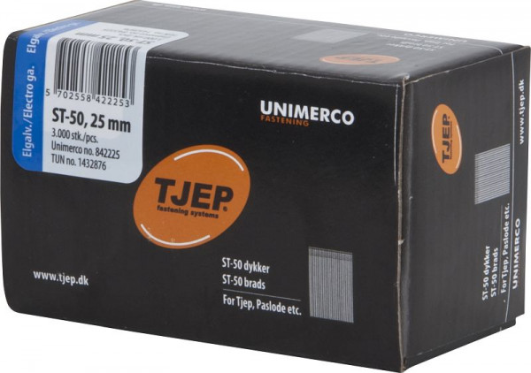 TJEP ST50 25mm Stahlbrads, verzinkt Box 3.000 Stück, Brads und Stifte, 842225