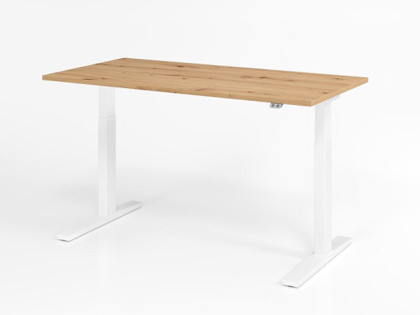 Hammerbacher Schreibtisch XMKA16, 160 x 80 cm, Platte: Asteiche, 25 mm dick, ABS-Dickkante, Rechteckform, Weiß, VXMKA16/R/W