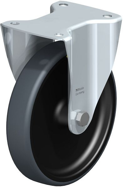 Blickle B-TPA 200G-ELS Stahlblech-Bockrolle mit Anschraubplatte, Thermoplastisches Gummi-Elastomer, Grau, 849883