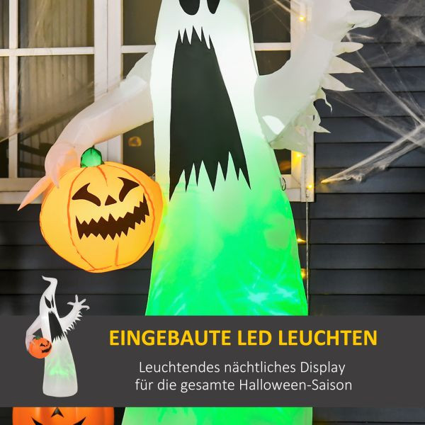 HOMCOM Aufblasendes Spuk Gespenst Halloween Dekoration LED beleuchtet Weiß, 844-399V90