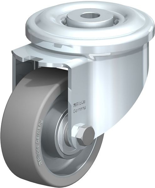 Blickle LKR-ALTH 80K-AS Stahlblech-Lenkrolle, schwere Ausführung, mit Rückenloch, Blickle Extrathane®, Grau, 734541