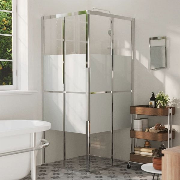 vidaXL Duschkabine ESG 90x70x180 cm, Material: ESG (einschichtiges Sicherheitsglas ) mit Milchglasdruck, Aluminium, 150767