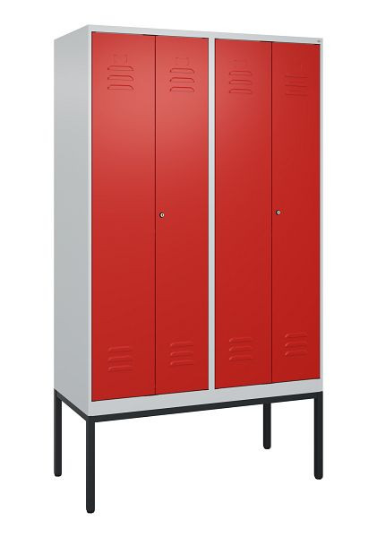 C+P Umkleidespind Classic PLUS, Doppel-Spind, Gestell, 4 Abteile, 2120x1200x500mm, 7035/3020, Zylinderschlösser, 0800327-40P S10017