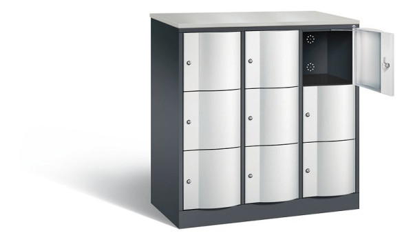 C+P Schließfachschrank Resisto, H1255xB1148xT540mm, Farbe: Schwarzgrau / Lichtgrau, 8573-372 S10693