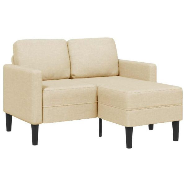 vidaXL 2-Sitzer-Sofa mit Chaiselongue L-Form Creme 125 cm Stoff, 4107065
