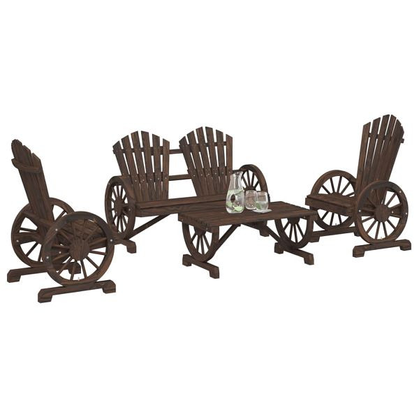 vidaXL 4-teilig Garten-Lounge-Set Massivholz Tanne, 3207126