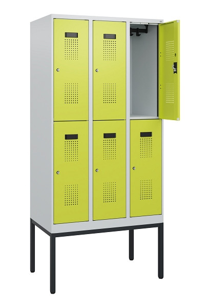 C+P Doppelstock-Spind Evolo PLUS, Gestell, 6 Fächer, 1950x900x500mm, 7035/0024, Zylinderschloss, 0493305-30 S10042