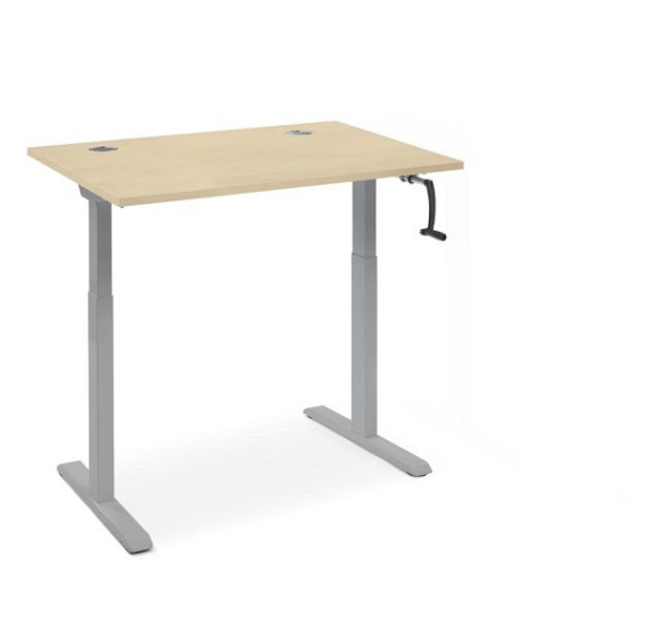 Deskin Schreibtisch manuell höhenverstellbar Flex Modul K, Dekor Ahorn, Gestell Alusilber, B 1200 x T 800 x H 710-1190 mm, 360334