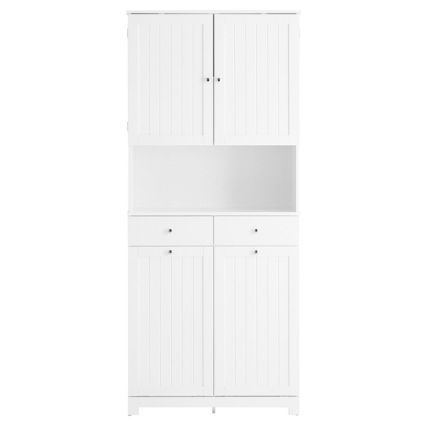 SoBuy Wäscheschrank mit 2 Schubladen Weiß 78x38x181cm, Nordisch, BZR215-W