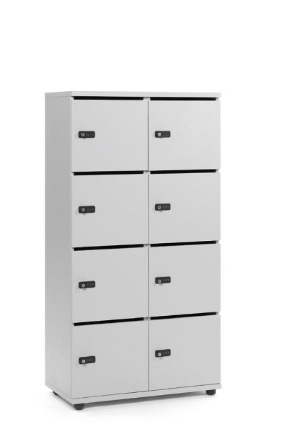 Deskin Schließfachschrank OFFICE-LINE mit 8 Fächern, Lichtgrau, 800 x 420 x 1530 mm, mit Posteinwurf, 289990