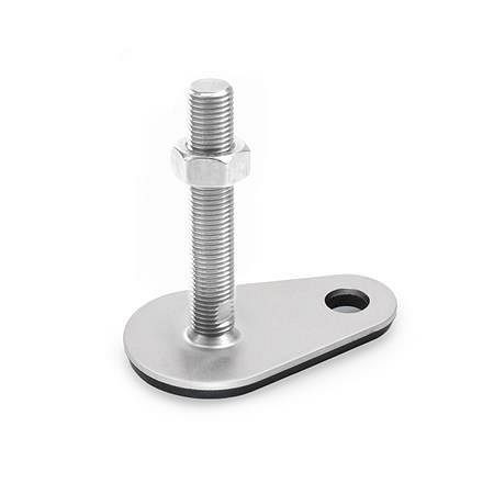 Ganter Edelstahl-Stellfüße, A4, mit Befestigungslasche, Tropfenform (GN 45-80-M16-150-D0-T), VE: 5 Stück, 45-80-M16-150-D0-T