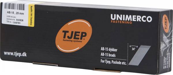 TJEP AB15 25mm Brads, rostfrei A4 Box 4.000 Stück, Brads und Stifte, 842526