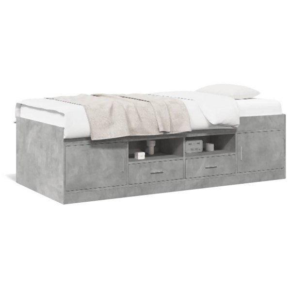 vidaXL Tagesbett mit Schubladen Betongrau 75x190 cm Holzwerkstoff, 3280261