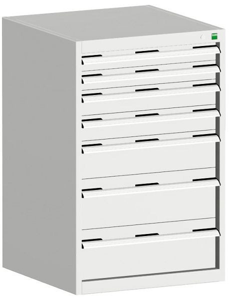 bott cubio Schubladenschrank bestückt mit 7 Schubladen BxTxH: 650 x 650 x 1000 mm, RAL 7035, 40019063.16V