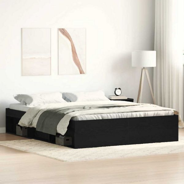 vidaXL Bettgestell ohne Matratze Schwarz Eichen-Optik 160x200 cm, 3329334