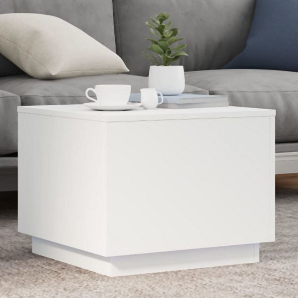 vidaXL Couchtisch mit LED-Leuchten Weiß 50x50x40 cm, 839868