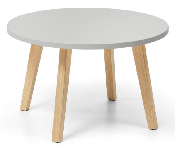 Deskin Beistelltisch OAK, Dekor lichtgrau, Beine Eiche massiv, D 800 x H 460 mm, 293274