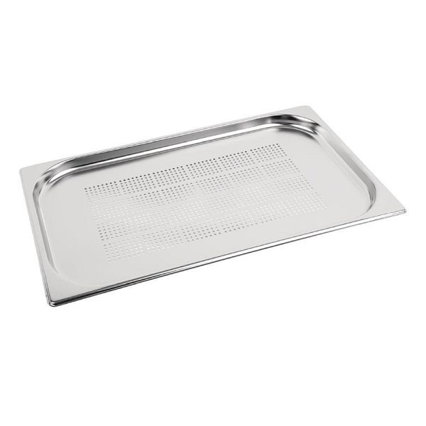 Vogue GN-Behälter Edelstahl 2cm GN1/1 gelocht, Gastronormgrößen für maximale Kapazität, K827