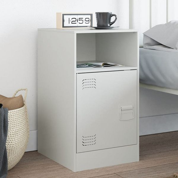 vidaXL Nachttisch Weiß 34,5x39x62 cm Stahl, 841773, 8721012426665