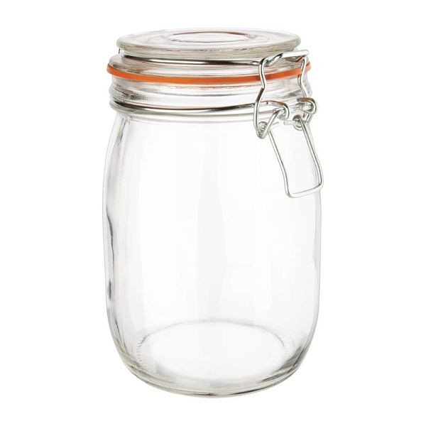 Vogue Einmachglas 0,75L, mit Gummiring und Metallclipp, um einen luftdichten Verschluss zu gewährleisten, P491