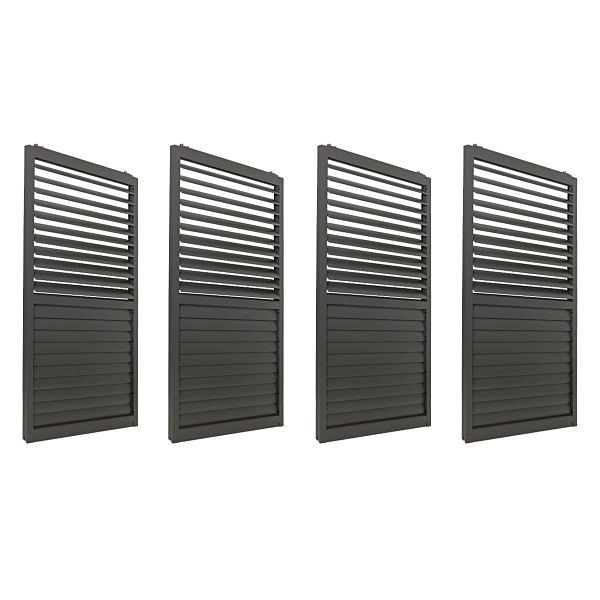 Mendler 4er-Set Aluminium Schiebetür für Pergola HWC-L46, Terrassenüberdachung, Lamellenpaneel Modul, 206x369cm, 110504+110505+110506+110507+110508