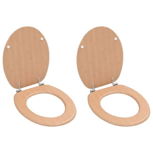 vidaXL Toilettensitze 2 Stück mit Deckel MDF Bambus-Design, 276995