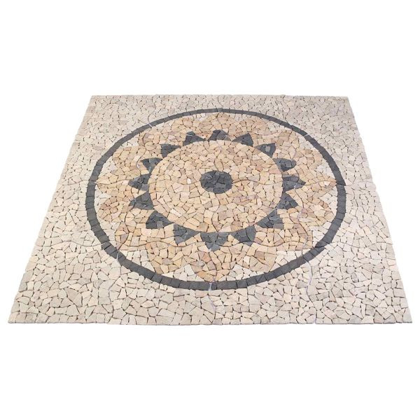vidaXL Mosaikfliesen Sonnenblumenmuster Mehrfarbig 120 x 120 cm Marmor, 42033520