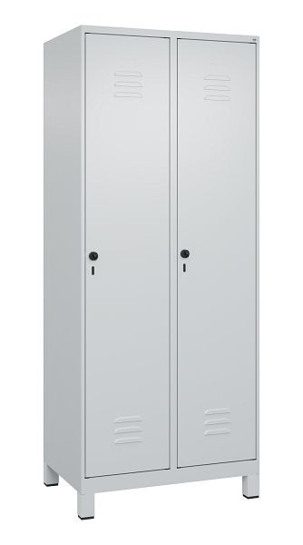 C+P Mehrzweckschrank Classic PLUS, Füße, 2 Abteile, 1950x800x500mm, 7035/7035, Drehriegel, Türen rechts angeschlagen, 080010-22B S10009