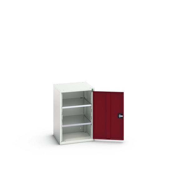 bott verso Flügeltürschrank, mit 2 Fachböden, BxTxH: 525 x 550 x 800 mm, Lichtgrau / Purpurrot, 16926038.24
