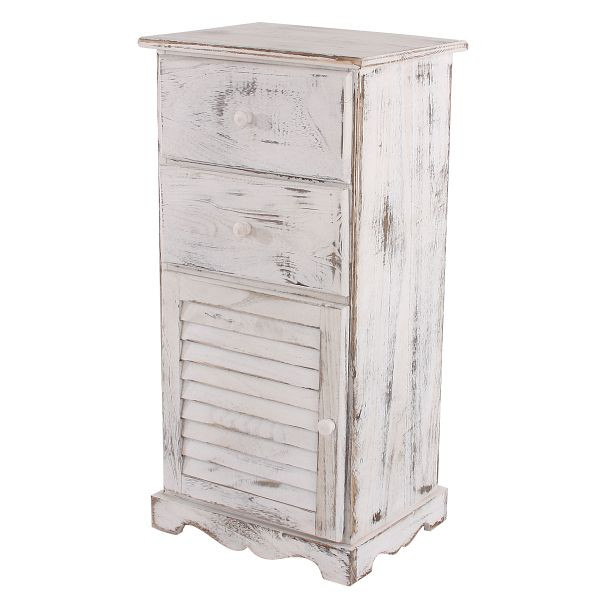 Mendler Kommode Schrank, 81x40x32cm, Shabby-Look, Vintage, weiß, 30444