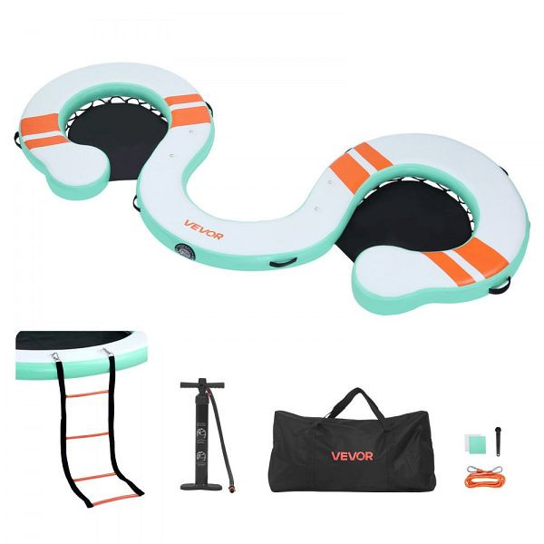 VEVOR Aufblasbares Schwimmdock 4,57 x 1,83 m, Rutschfeste Oberfläche, Tragetasche & Abnehmbare Leiter, Schwimmende Plattform, CQFTYX156FTW7L9QO001V0