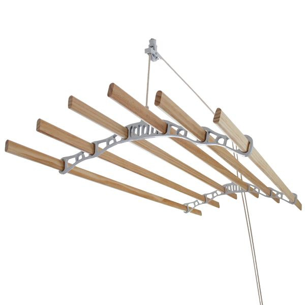 KuKoo Deckentrockner aus Holz, Weiß, 2 m, 24533, 5055986115625
