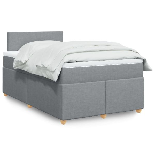 vidaXL Boxspringbett mit Matratze Hellgrau 120x200 cm Stoff, 3286640