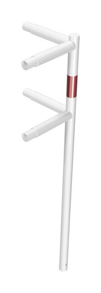 Schake Schutzgeländer Stahlrohr Ø 48 mm, Standpfosten zum Einbetonieren, Eckpfosten, feuerverzinkt und weiß beschichtet, 448_815B